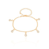 Pulseira Infantil Elos Pontos de Luz Cristal Banhado a Ouro 18K