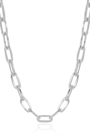 Gargantilha Elos Ovais 8 mm Ródio Branco - 45 cm