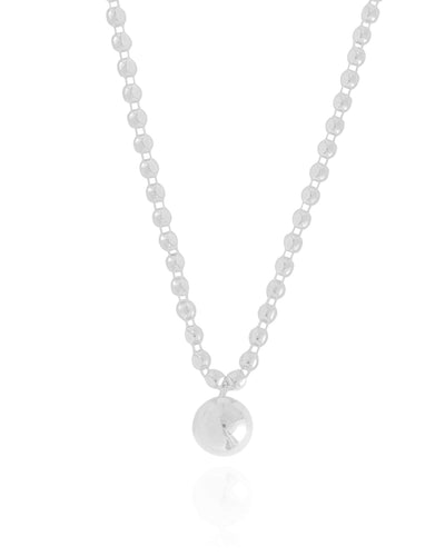 Choker Bolinhas Lisas Ródio Branco - 35 cm