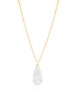 Gargantilha Longa Gota Cristal 2.6 cm Banhado a Ouro 18K - 60 cm