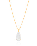 Gargantilha Longa Gota Cristal 2.6 cm Banhado a Ouro 18K - 60 cm
