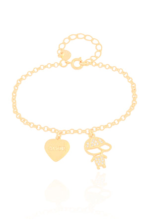 Pulseira Filho Menino Coração com Amor Banhado a Ouro 18K