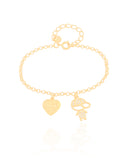 Pulseira Filho Menino Coração com Amor Banhado a Ouro 18K