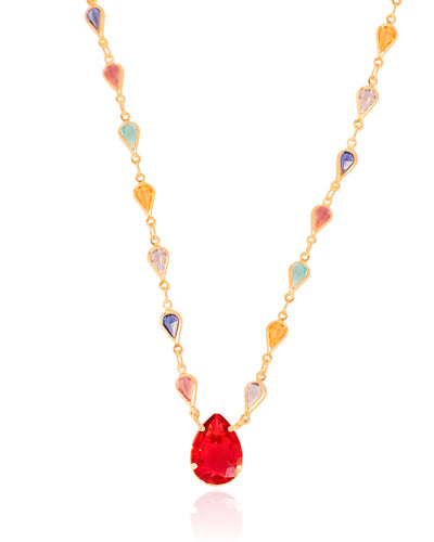 Colar Gotas Coloridas Banhado a Ouro 18K - 45 cm