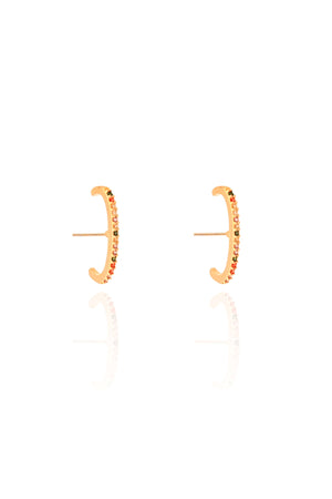 Ear Hook Cravejado Colorido 1.9 cm Banhado a Ouro 18K