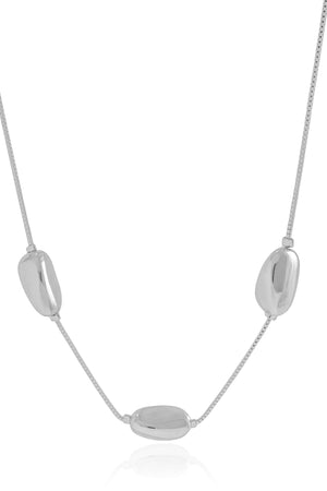 Gargantilha Veneziana Oval Liso Ródio Branco - 40 cm