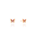 Brinco Infantil Borboleta Cravejada Colorida Banhado a Ouro 18K