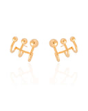 Ear Cuff Filetes Bolas Lisas Banhado a Ouro 18K