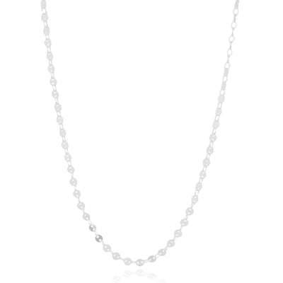 Colar Longo Plaquinhas Redondas Flat Ródio Branco - 80 cm