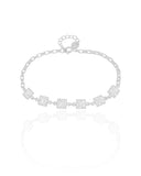 Pulseira Quadrados Cristais Ródio Branco