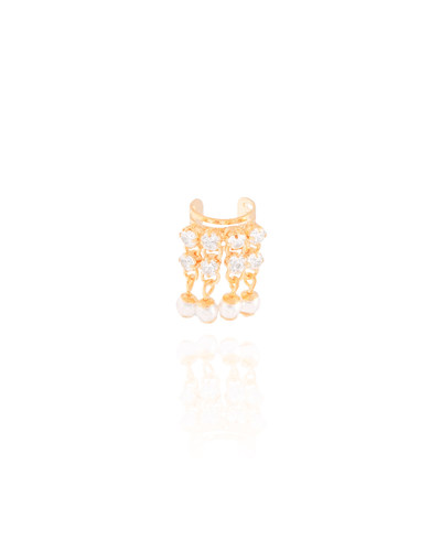 Piercing Fake Cravejado com Pérolas Banhado a Ouro 18K