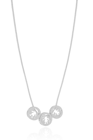 Gargntilha Veneziana Filhas Três Meninas Base Redonda Cristal Ródio Branco - 45 cm