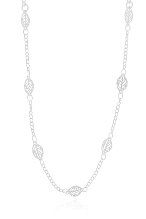 Gargantilha Grumet com Folhas Ródio Branco - 60 cm
