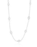 Gargantilha Grumet com Folhas Ródio Branco - 60 cm