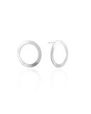 Brinco Argola Frontal Flat Liso 2.0 cm Ródio Branco