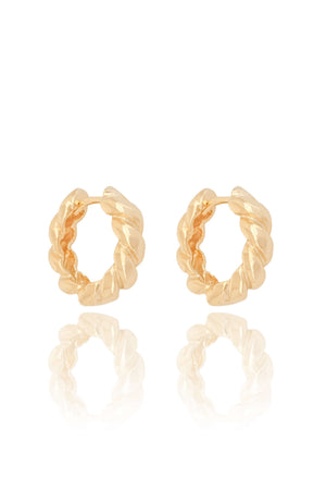 Brinco Argola Oval Fios Torcidos 1.6 cm Banhado a Ouro 18K