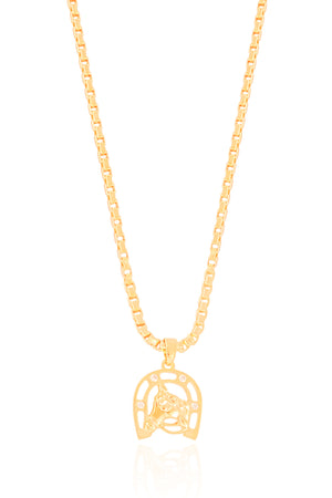 Gargantilha Ferradura Cavalo Cravejado Cristal Banhado a Ouro 18K - 45 cm