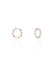 Brinco Argola Frontal Pontos de Luz Coloridos 1.5 cm Ródio Branco