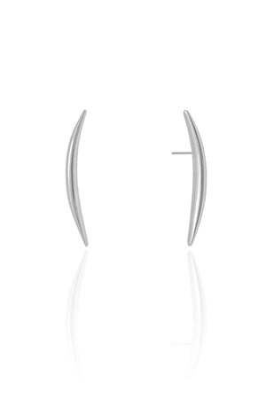 Brinco Fio Abaulado Liso 3.4 cm Ródio Branco