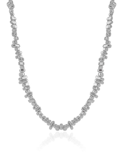 Choker Cascalhos Lisos Ródio Branco - 32 cm
