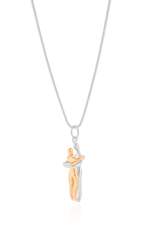 Gargantilha Veneziana Abraço Mix de Banhos Ródio Branco - 45 cm