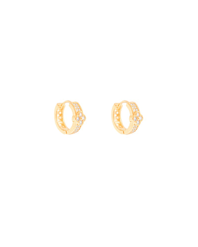 Brinco Argola Cravejada Cristal 1 cm Banhado a Ouro 18K