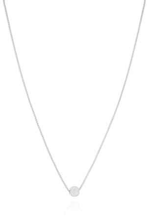 Gargantilha Veneziana Pingente Redondo Liso Ródio Branco - 45 cm