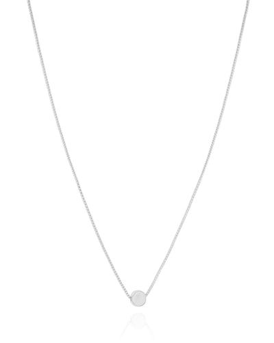 Colar Veneziana Pingente Redondo Liso Ródio Branco - 45 cm