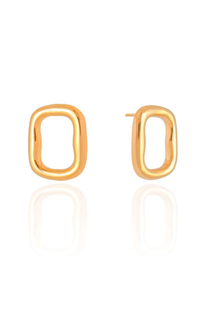 Brinco Retangular Liso 2.3 cm  Banhado a Ouro 18K