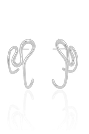 Brinco Fio Torcido Orgânico 3.2 cm Ródio Branco