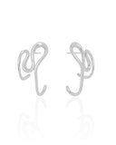 Brinco Fio Torcido Orgânico 3.2 cm Ródio Branco