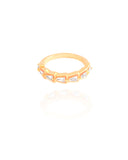 Anel Baguetes Cristal Tamanho 19 Banhado a Ouro 18K