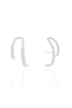 Ear Hook Filetes Lisos Ródio Branco