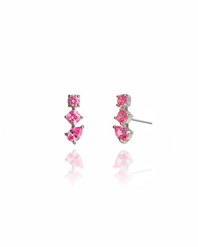 Brinco Ear Cuff Trio Pontos de Luz Rosa