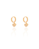 Brinco Argola Click Coração Cravejado Cristal 2.0 cm Banhado a Ouro 18K