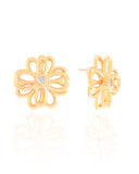 Brinco Flor Dupla Ponto de Luz Cristal Banhado a Ouro 18K