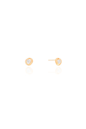 Brinco Ponto de Luz Entrelaçado Cristal 5 mm Banhado a Ouro 18K
