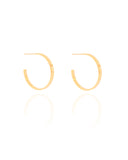 Brinco Argola Reta Esteira Texturizada 2.4 cm Banhado a Ouro 18K