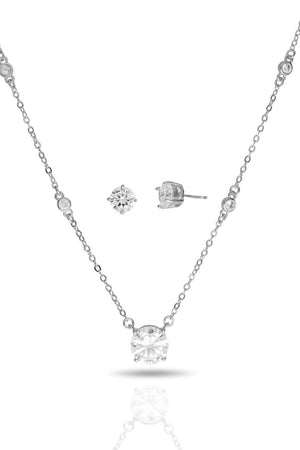 Conjunto Gargantilha e Brinco  Ponto de luz Cristal