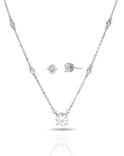 Conjunto Ponto de Luz Cristal Colar Veneziana e Brincos