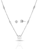 Conjunto Ponto de Luz Cristal Gargantilha Elo Veneziano e Brincos