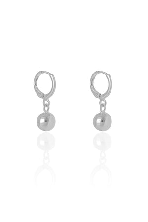 Brinco Argola Click Bola Lisa 2.5 cm Ródio Branco