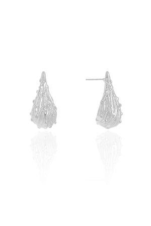 Brinco Gota Orgânica 2.4 cm Ródio Branco