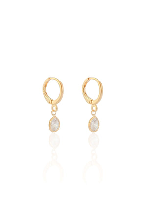 Brinco Argola Click Ponto de Luz Cristal 2.3 cm Banhado a Ouro 18K