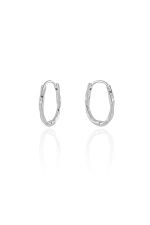Brinco Argola Click Torcida Lisa 1.8 cm Ródio Branco