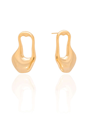 Brinco Orgânico Liso Banhado a Ouro 18K