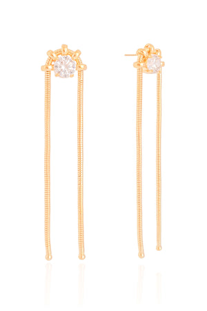 Brinco Rabo de Rato Franja Ponto de Luz 7.2 cm Banhado a Ouro 18K