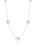 Corda Bolas Fecho Ródio Branco - 95 cm