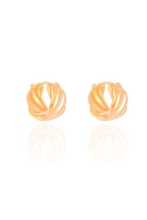 Brinco Argola Click Detalhada Lisa 1.5 cm Banhado a Ouro 18K