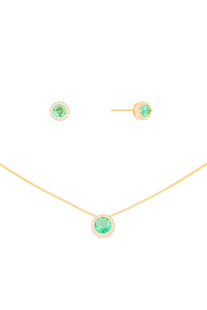 Conjunto Turmalina Cravejado Banhado a Ouro 18K